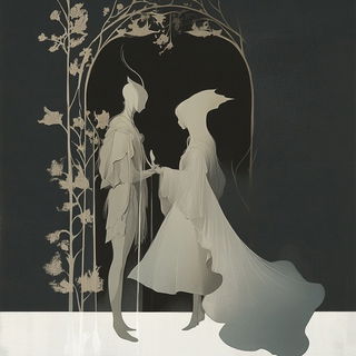 Signboard Seraphics style, Midjourney V6.1: retro fairy-tale illustration