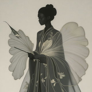 Signboard Seraphics style, Midjourney V6.1: haute-couture fashion outfit
