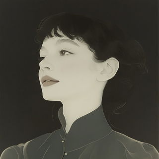 Signboard Seraphics style, Midjourney V6.1: photographic portrait of female protagonist