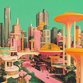 Calyx Staccato style, Midjourney V6.1: megacity with futuristic bioarchitecture