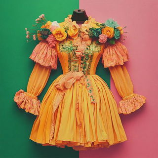 Calyx Staccato style, Midjourney V6.1: haute-couture fashion outfit