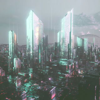 Needleweather style, Midjourney V6.1: megacity with futuristic bioarchitecture
