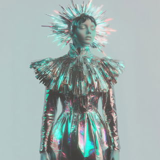 Needleweather style, Midjourney V6.1: haute-couture fashion outfit