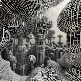Visagevoid style, Midjourney V6.1: megacity with futuristic bioarchitecture