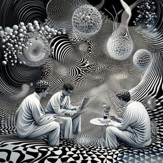 Visagevoid style, Midjourney V6.1: editorial illustration for popular scientific magazine cover