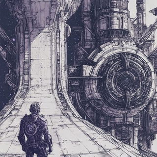 Crosshatch Baroque style, Midjourney V6.1: cinematic shot from sci-fi movie