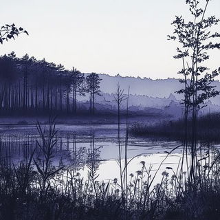 Crosshatch Baroque style, Midjourney V6.1: realistic landscape photograph of quiet dawn