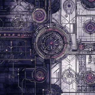 Crosshatch Baroque style, Midjourney V6.1: technical infrastructure blueprint schematics