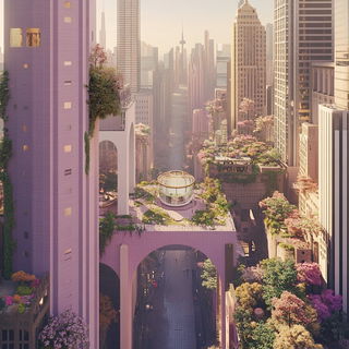 Vanishing Prism style, Midjourney V6.1: megacity with futuristic bioarchitecture