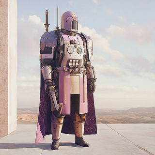 Vanishing Prism style, Midjourney V6.1: concept art character design of retropunk steam knight