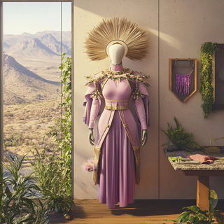 Vanishing Prism style, Midjourney V6.1: haute-couture fashion outfit