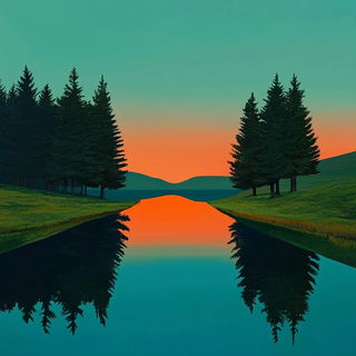 Stratacascade style, Midjourney V6.1: realistic landscape photograph of quiet dawn