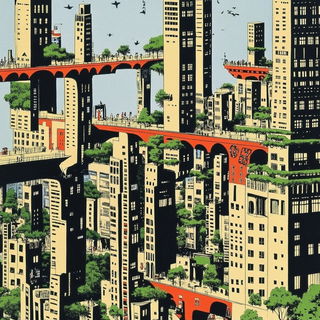 Crowscar Operatic style, Midjourney V6.1: megacity with futuristic bioarchitecture