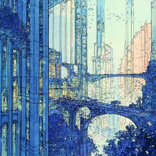 Cartoonwash style, Midjourney V6.1: megacity with futuristic bioarchitecture