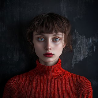 Chromafrontier style, Midjourney V6.1: photographic portrait of female protagonist