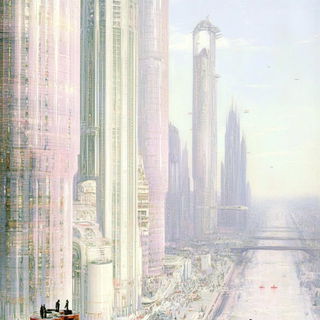 Pastel Fableline style, Midjourney V6.1: megacity with futuristic bioarchitecture