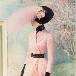 Pastel Fableline style, Midjourney V6.1: haute-couture fashion outfit