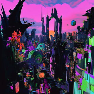 Ruinbraid style, Midjourney V6.1: megacity with futuristic bioarchitecture