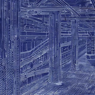 Vesperquay style, Midjourney V6.1: technical infrastructure blueprint schematics