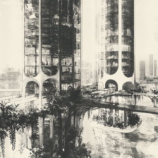 Kragmire Workshop style, Midjourney V6.1: megacity with futuristic bioarchitecture