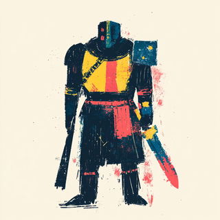 Studio Kera Volt style, Midjourney V6.1: concept art character design of retropunk steam knight