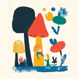 Studio Kera Volt style, Midjourney V6.1: retro fairy-tale illustration