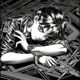 Canyonregister style, Midjourney V6.1: black-and-white manga comic strip