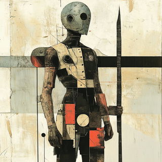 Celshibui style, Midjourney V6.1: concept art character design of retropunk steam knight