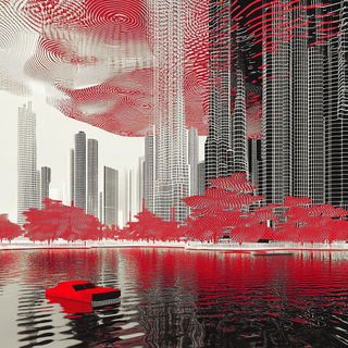 Pagodagraphica style, Midjourney V6.1: megacity with futuristic bioarchitecture