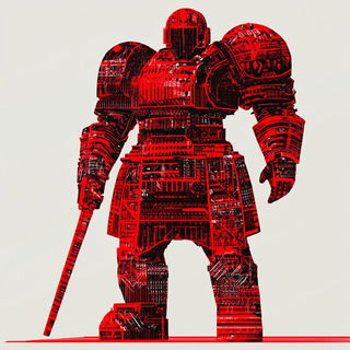 Pagodagraphica style, Midjourney V6.1: concept art character design of retropunk steam knight