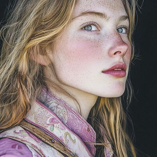 Glacioneon style, Midjourney V6.1: photographic portrait of female protagonist