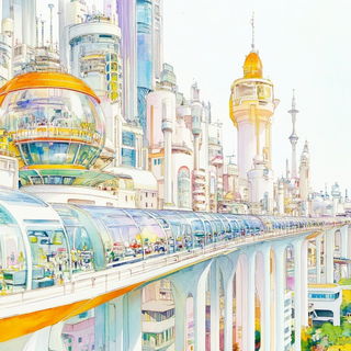 Inkshoujo style, Midjourney V6.1: megacity with futuristic bioarchitecture