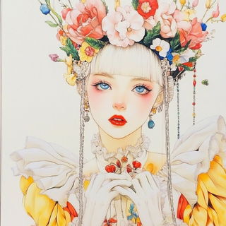 Inkshoujo style, Midjourney V6.1: haute-couture fashion outfit