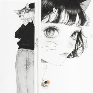 Inkshoujo style, Midjourney V6.1: black-and-white manga comic strip