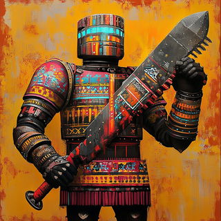 Balloonsamba style, Midjourney V6.1: concept art character design of retropunk steam knight