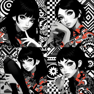Balloonsamba style, Midjourney V6.1: black-and-white manga comic strip