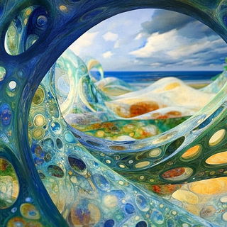Gogglehorn Mycelia style, Midjourney V6.1: abstract 3D render