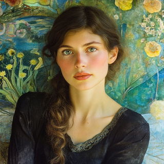Gogglehorn Mycelia style, Midjourney V6.1: photographic portrait of female protagonist