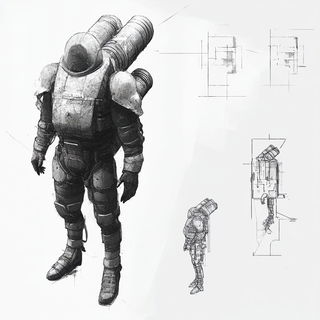Impastoweave style, Midjourney V6.1: concept art character design of retropunk steam knight