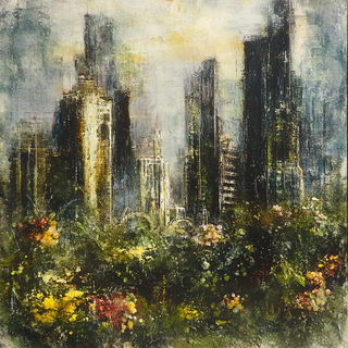Lakeside Joinery style, Midjourney V6.1: megacity with futuristic bioarchitecture