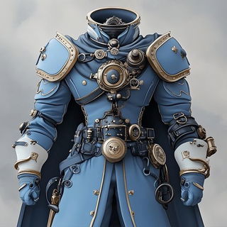 Punchline Prairie style, Midjourney V6.1: concept art character design of retropunk steam knight