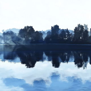 Glazefolk style, Midjourney V6.1: realistic landscape photograph of quiet dawn
