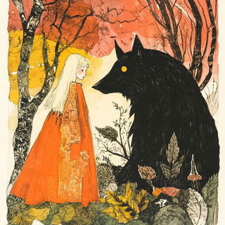 Umber Isobarism style, Midjourney V6.1: retro fairy-tale illustration