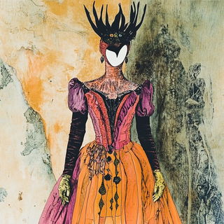 Umber Isobarism style, Midjourney V6.1: haute-couture fashion outfit