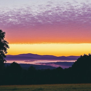 Umber Isobarism style, Midjourney V6.1: realistic landscape photograph of quiet dawn
