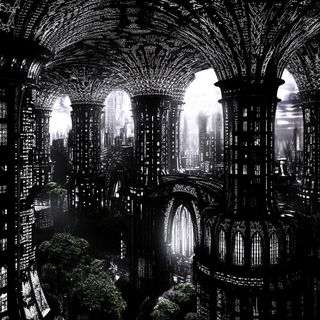 Sunward Solitude style, Midjourney V6.1: megacity with futuristic bioarchitecture