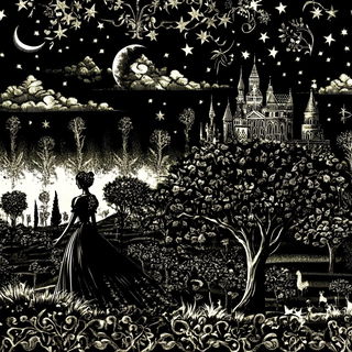 Sunward Solitude style, Midjourney V6.1: retro fairy-tale illustration