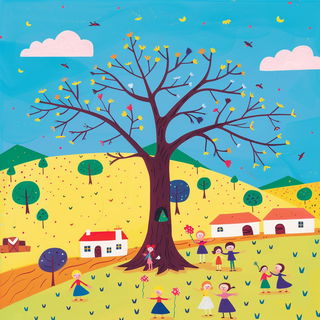 Chromatic Actionist Print style, Midjourney V6.1: traditional folk art