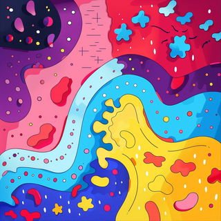 Chromatic Actionist Print style, Midjourney V6.1: creative pattern composition