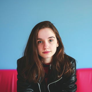Chromatic Actionist Print style, Midjourney V6.1: photographic portrait of female protagonist